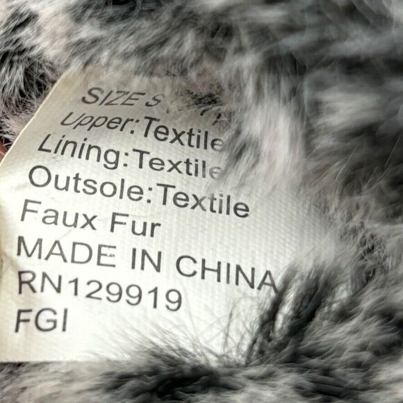 Jessica Simpson Black Fabric Faux Fur Super Soft Mule Slippers Womens Size 6-7 - Picture 9 of 11